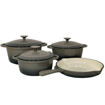 Pot set 7 Piece Cast Iron Grooved Lid - Kitchen Essentials