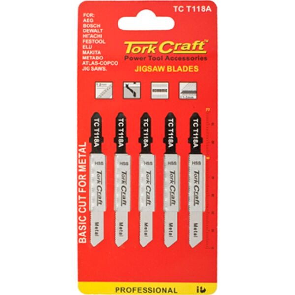 T-Shank Jigsaw Blade For Metal 1.2Mm 21Tpi 75Mm 5Pc