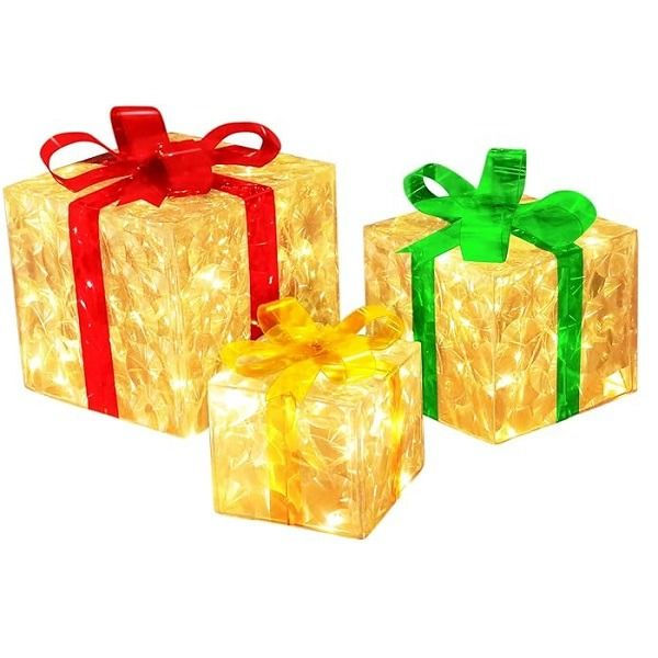Set of 3 Gift Boxes With Warm White LED Fairy Light