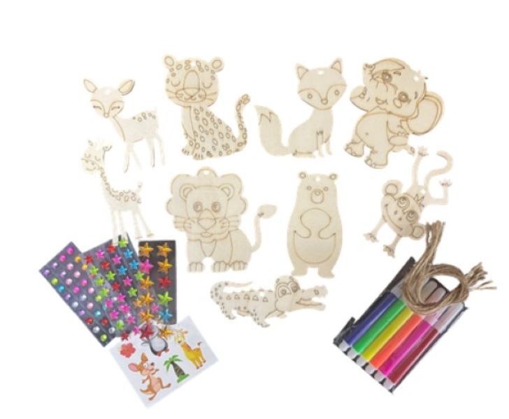 Paint Your Own - Wild animals - 9 Creations Wood Craft Kit For Kids