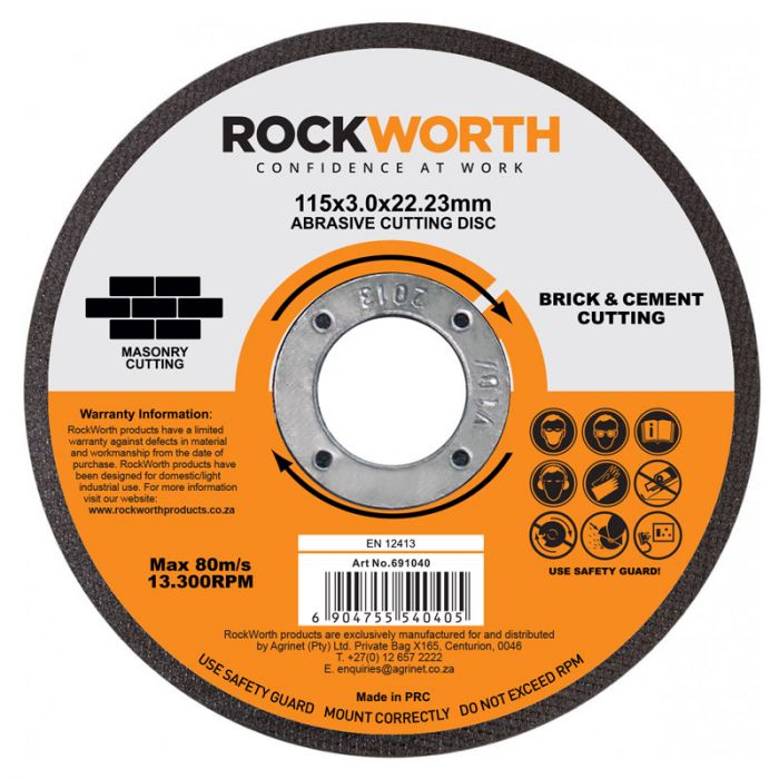 Bulk Pack 5 x Rockworth Masonry Cutting Disc - 115mm x 3.0mm