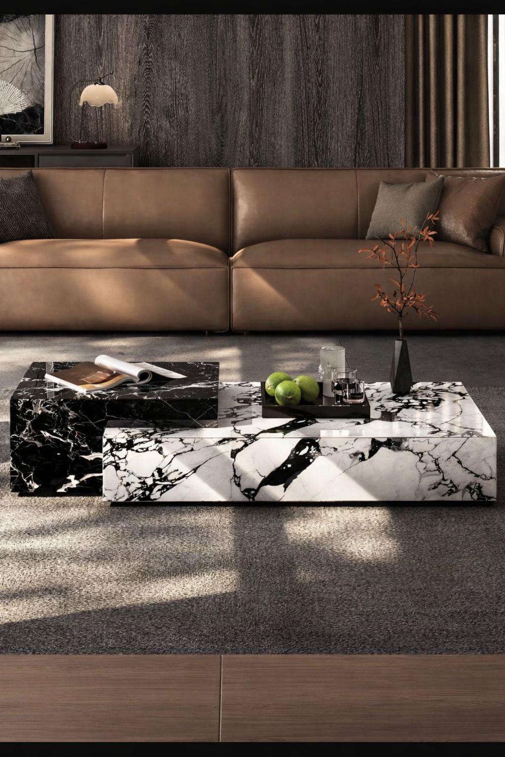 DecorMama Faux Marble Coffee Table – Contemporary Centrepiece