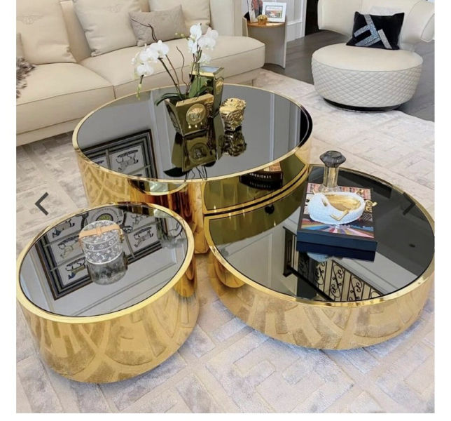 Modern gold round mirror with Gold frame Design