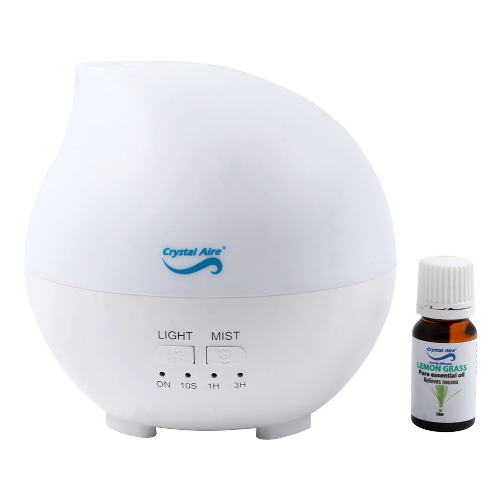 Crystal Aire Aroma Raindrop Diffuser with 10ml Lemongrass Essential Oil