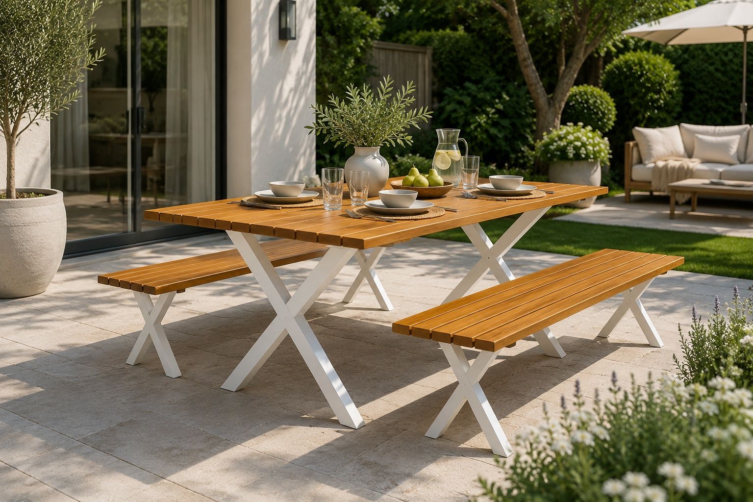 IG Furn - Outdoor Family Dining Set White