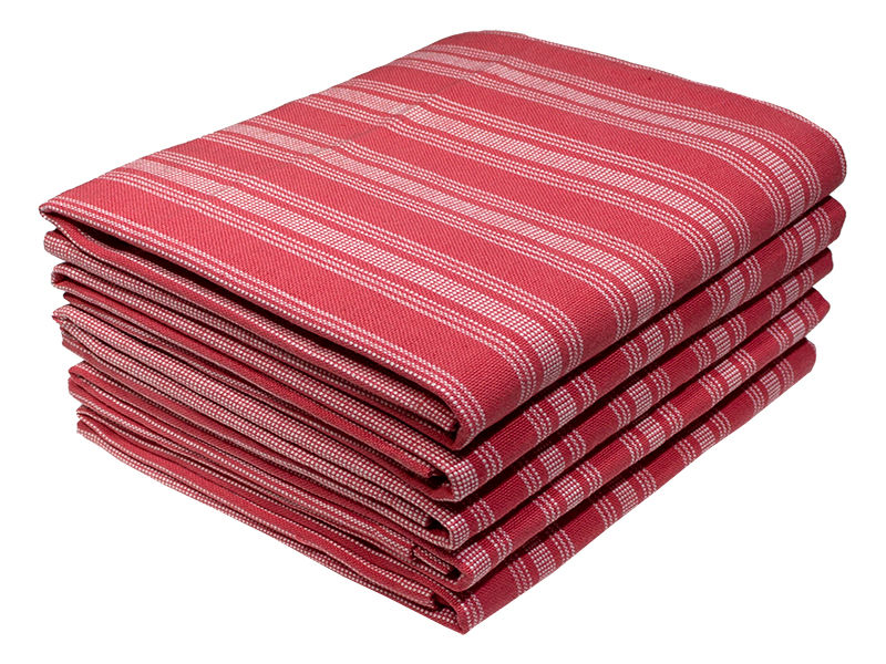 Bunty's Kitchen Towel - Design 2437 - 045x072cms - (05 Pc Pack) - Stripes - High Risk Red
