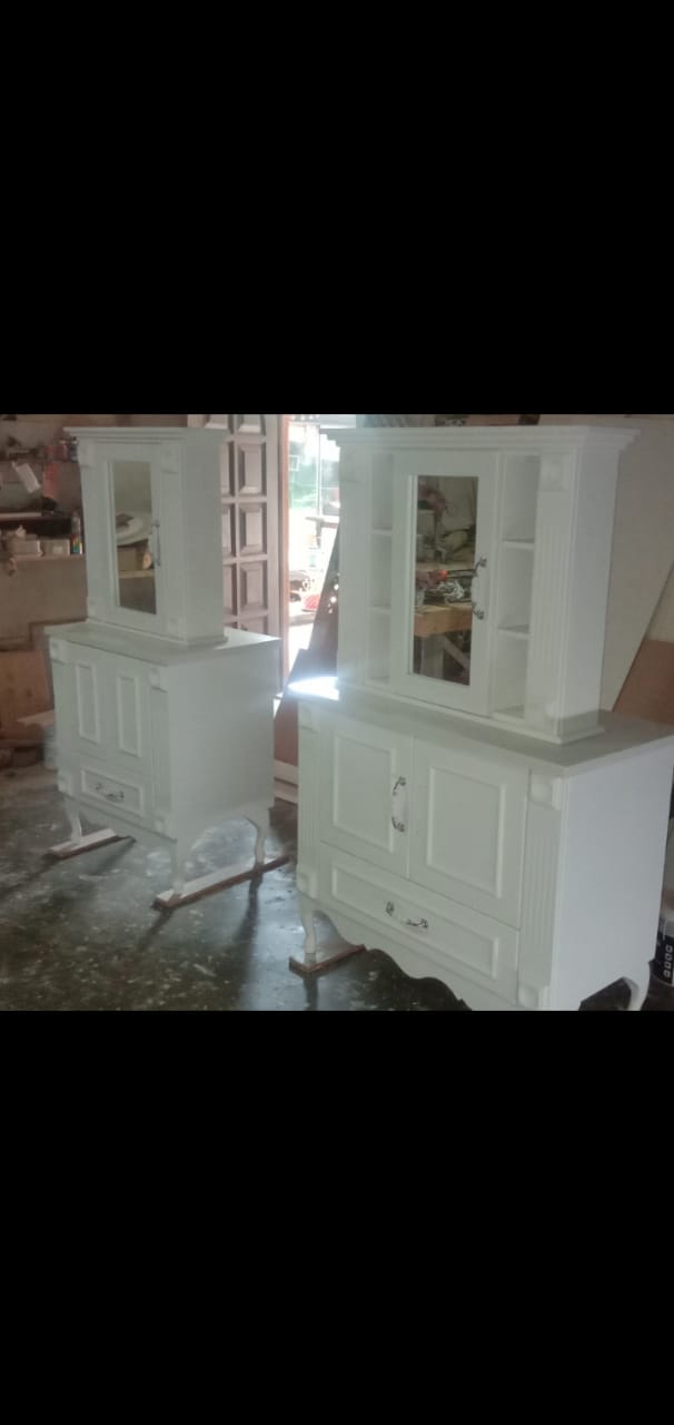 White Vanity with White Quartz Top & Mirror Cupboard