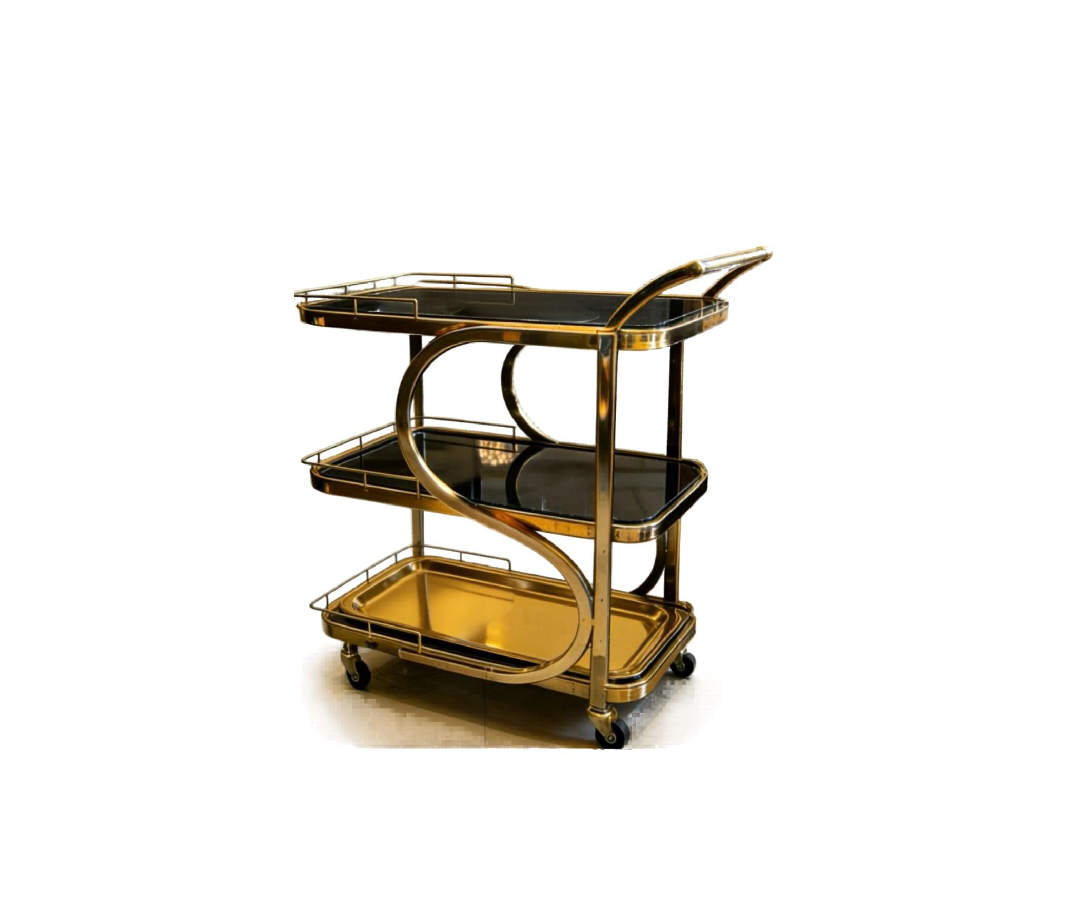 Luxurious Three-Tier Gold Serving Cart