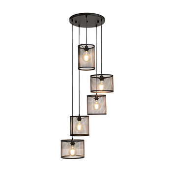 The Lighting Warehouse - Pendant Vikander 5lt Spiral Black