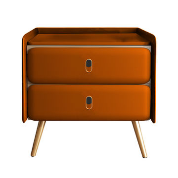 Modern Intelligent Bedside Table Orange & Gold Brown Finish