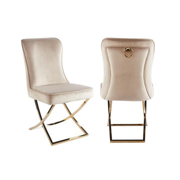 KC FURN-Rixos Chair Khaki Taupe Velvet / Gold