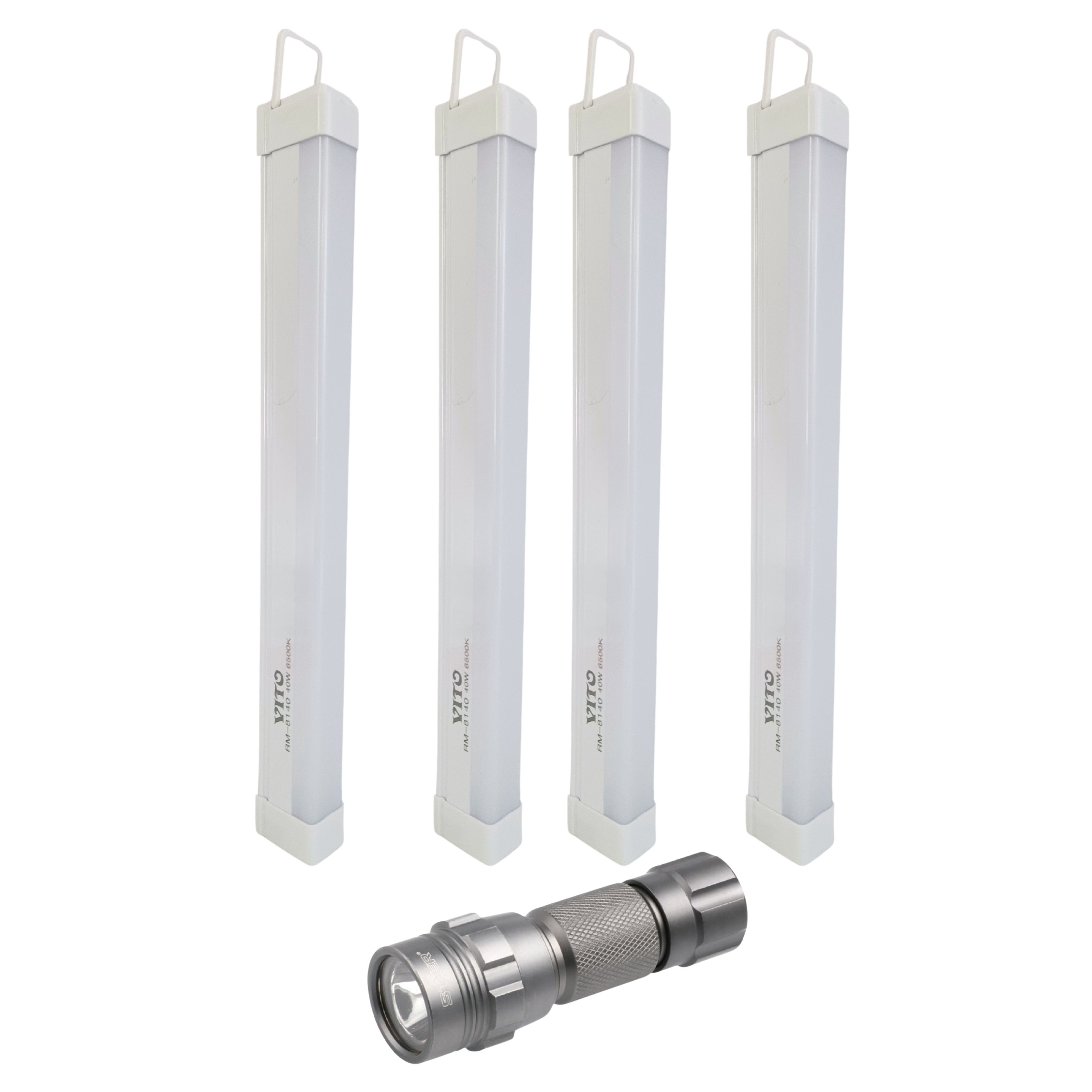 Vito 40w Rechargeable Emergency Lamp and Stier Torch - 4 Pack