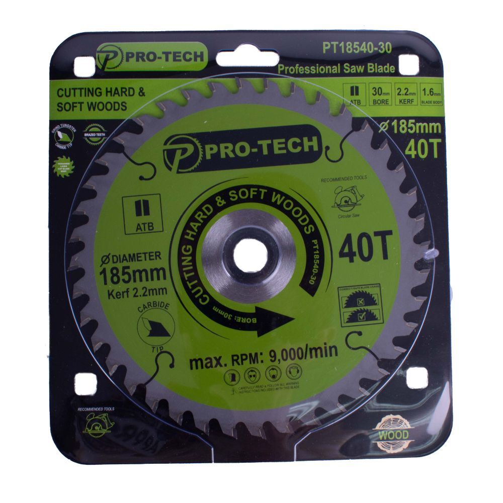 Pro-Tech - Saw Blade Tct 185 x 2.2 x 30 x 40T Wood Prof.