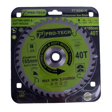 Pro-Tech - Saw Blade Tct 185 x 2.2 x 30 x 40T Wood Prof.