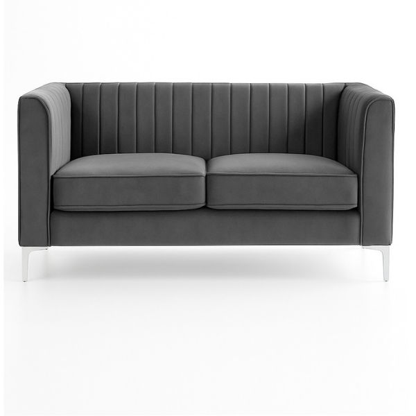 Oxford Two Seater Stripe Velvet - Grey