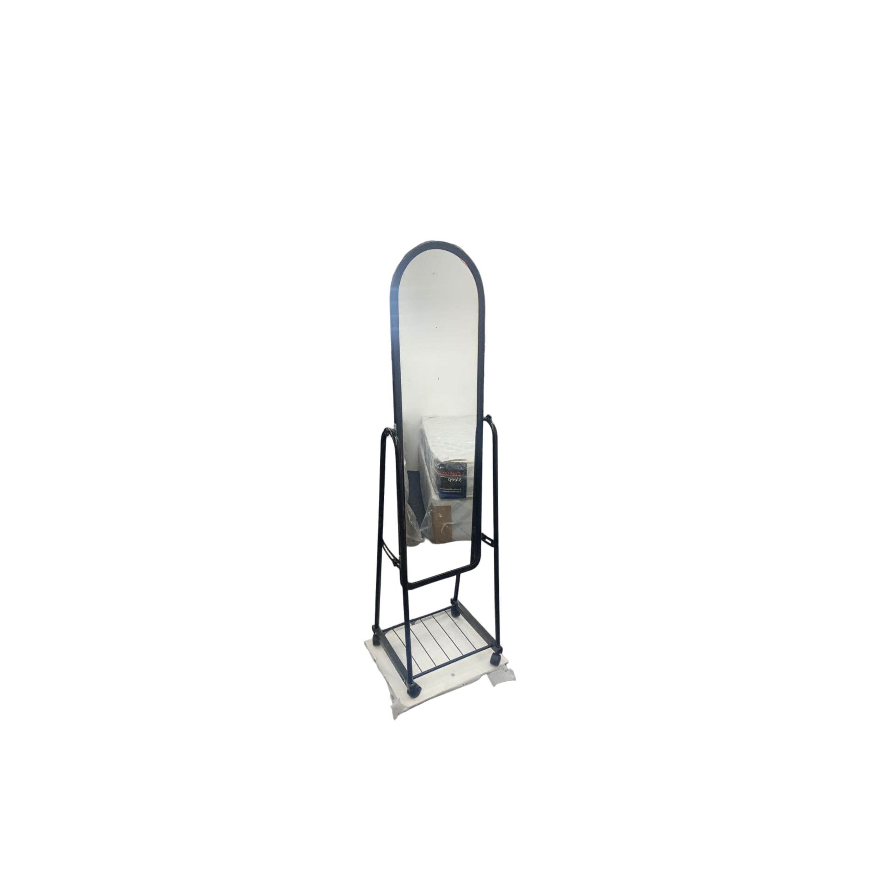 Stand Up Mirror On Wheels With Underneath Storage