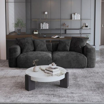 DecorMama Vonia 3-Seater Straight Couch – Contemporary Living Room Sofa
