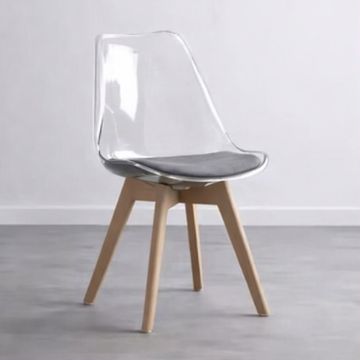 ASHER- Emma padded clear back chair Grey