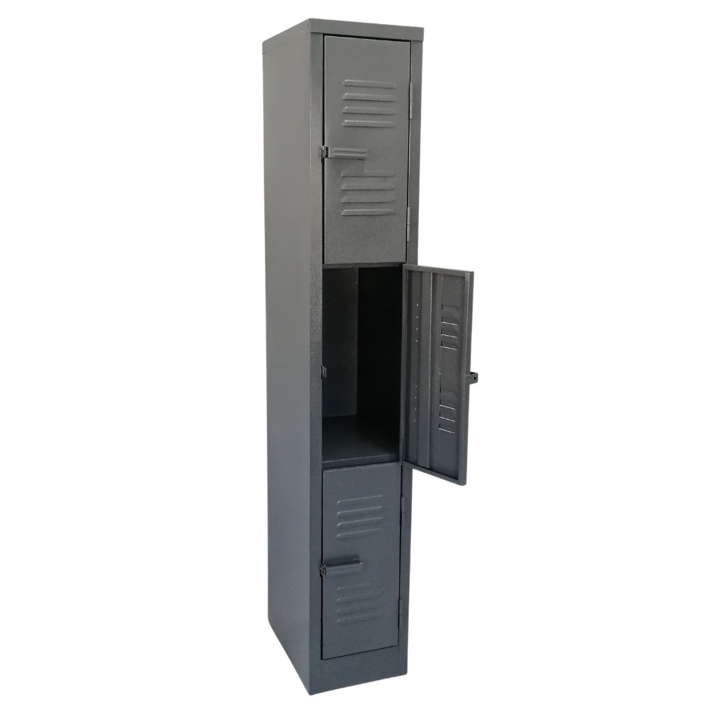 3 Door Steel Locker - Hammertone Grey