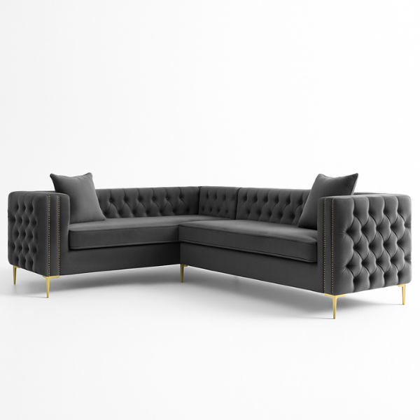 Oxford Chesterfield Corner Button Couch Grey