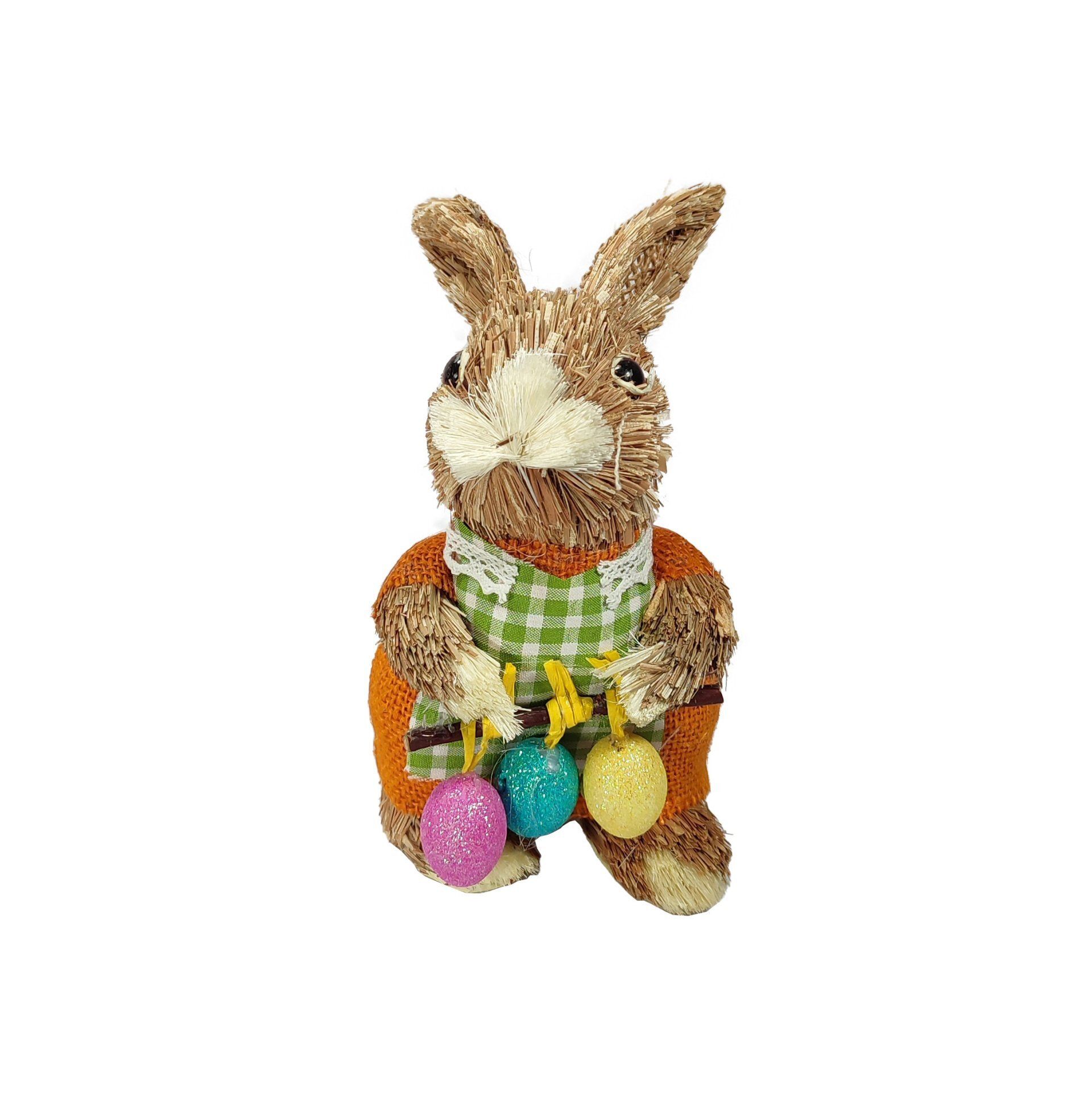 Grass Bunny Girl With Orange Dress And Eggs 21Cm