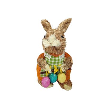 Grass Bunny Girl With Orange Dress And Eggs 21Cm