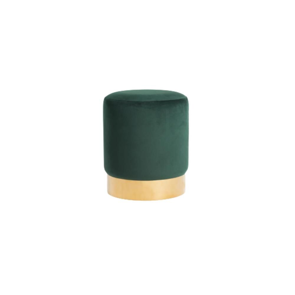 Neptune Velvet Ottoman - Forest Green