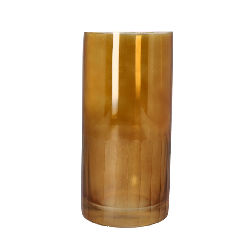 Danny Home Amber Cylindrical Decorative Glass Vase