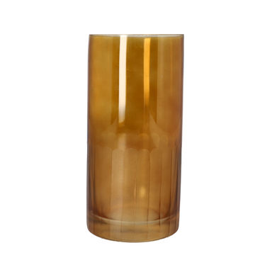 Danny Home Amber Cylindrical Decorative Glass Vase