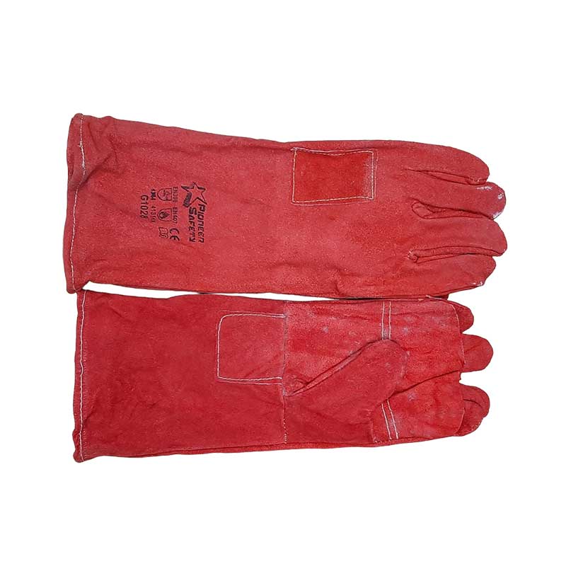PIONEER SAFETY Chrome Leather Heat Resistant Gloves Red Elbow Length