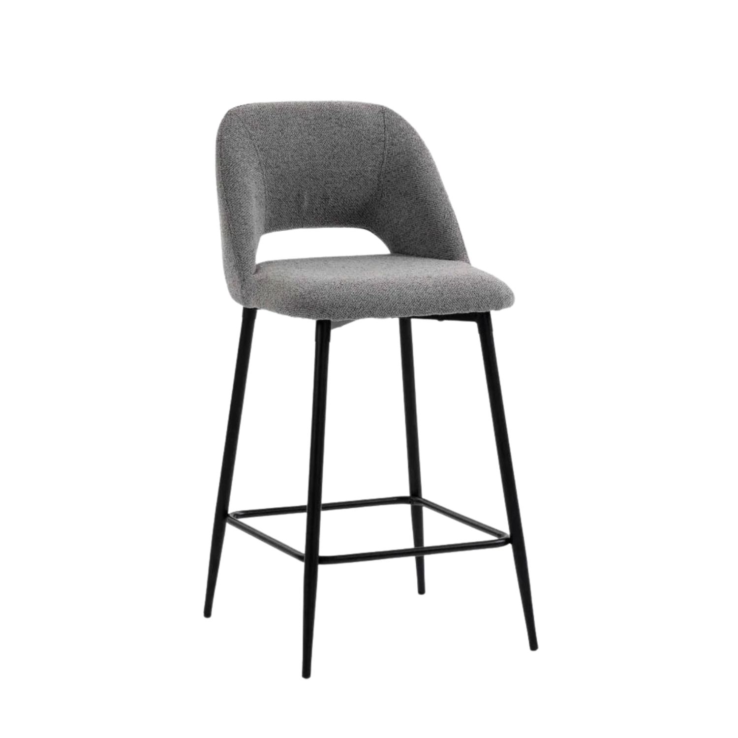 Textured Fabric Kitchen Stool with Footrest - Grey