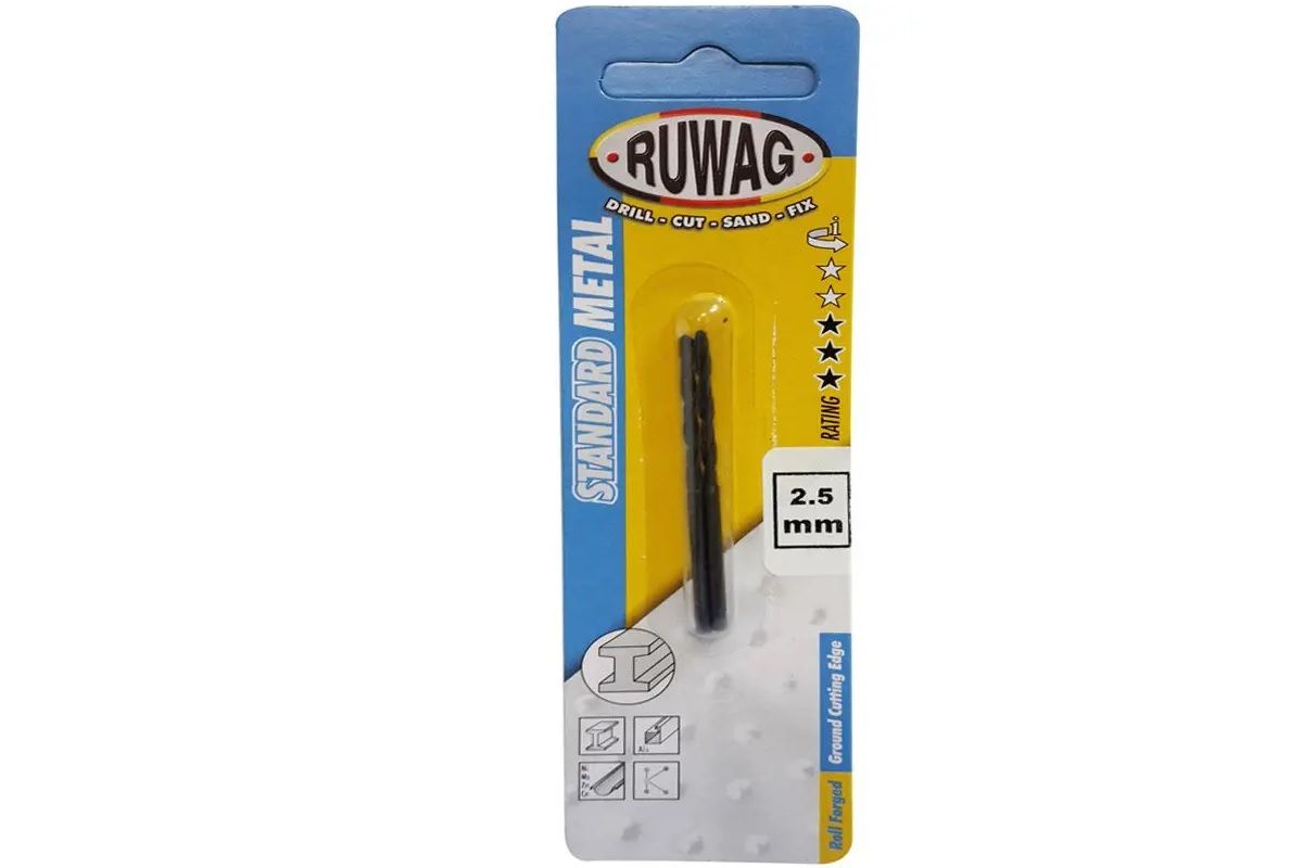 Metal Drill Bit, Ruwag, 2.5mm, 2 Pieces (4 pack) BY WOODLY