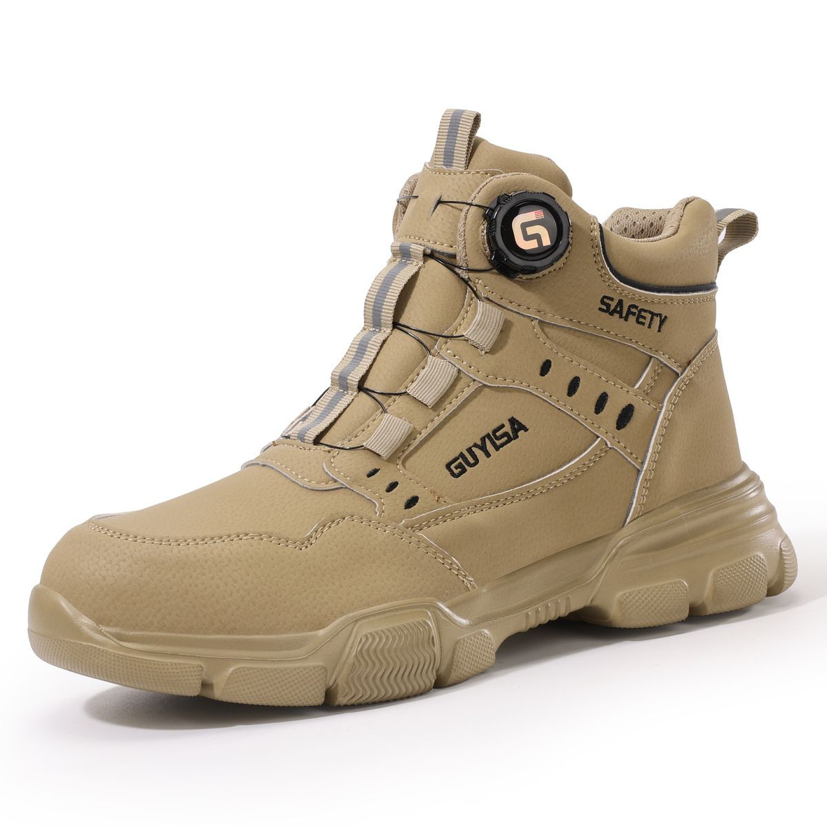 GUYISA High-Top Safety Shoes Steel Toe, Anti-Smash, Puncture-Resistant (size UK 8.5)