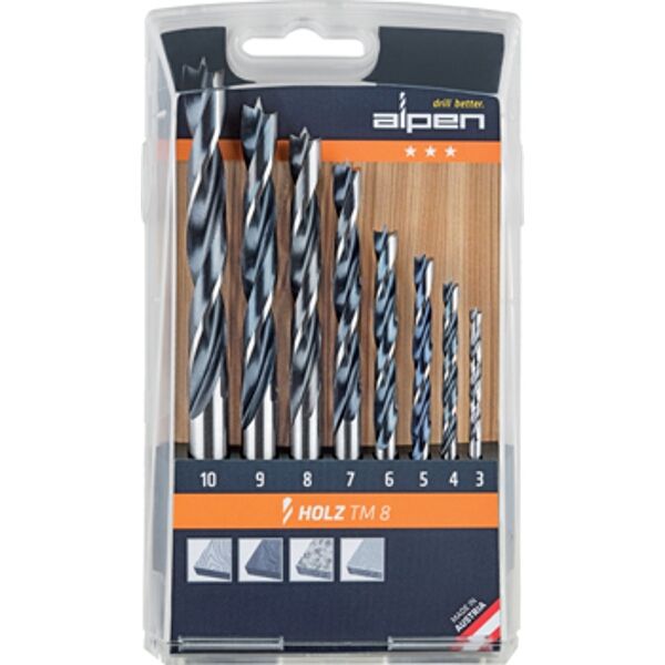 Wood Drill Bit Set 8 Piece 3-10Mm X 1Mm
