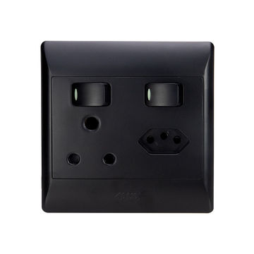 ACDC - Black 1x16A And 1 Euro Sw Socket Outlet 4x4 With Cover Plate