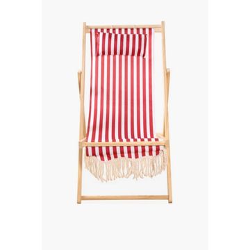 Fringe Beach Chair Red & White Stripe Coastal Recliner