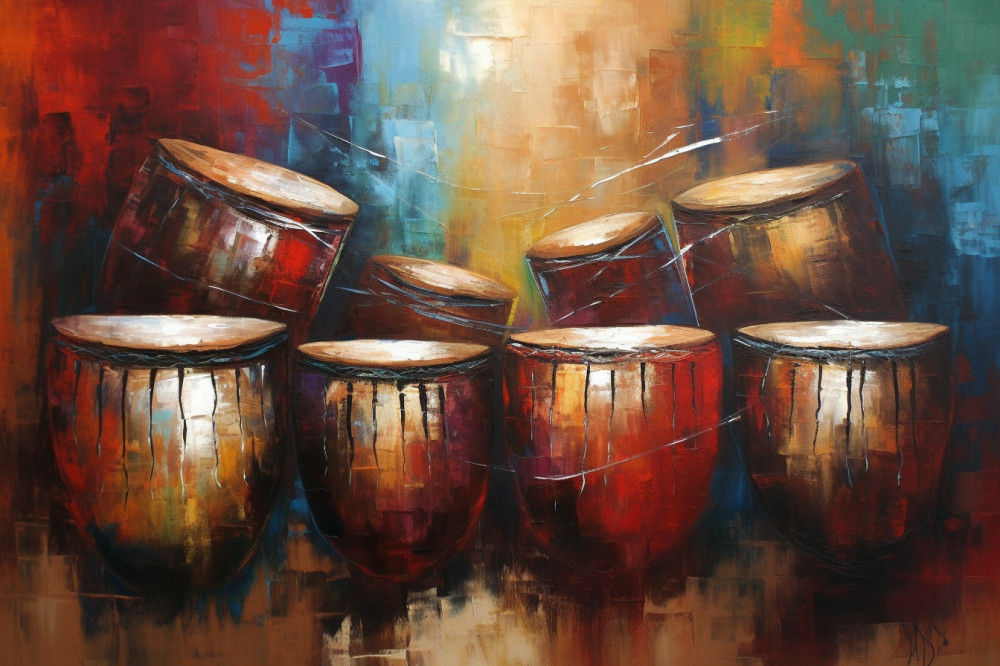 Canvas Wall Art - Melodies Djembe By Vibrant Serenades  - A1666 - [120 x 80 cm]