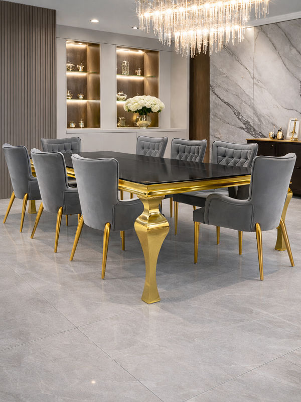 Prestige Home - Cressida 8 Seater Dining Set with Amanda Dining Chairs