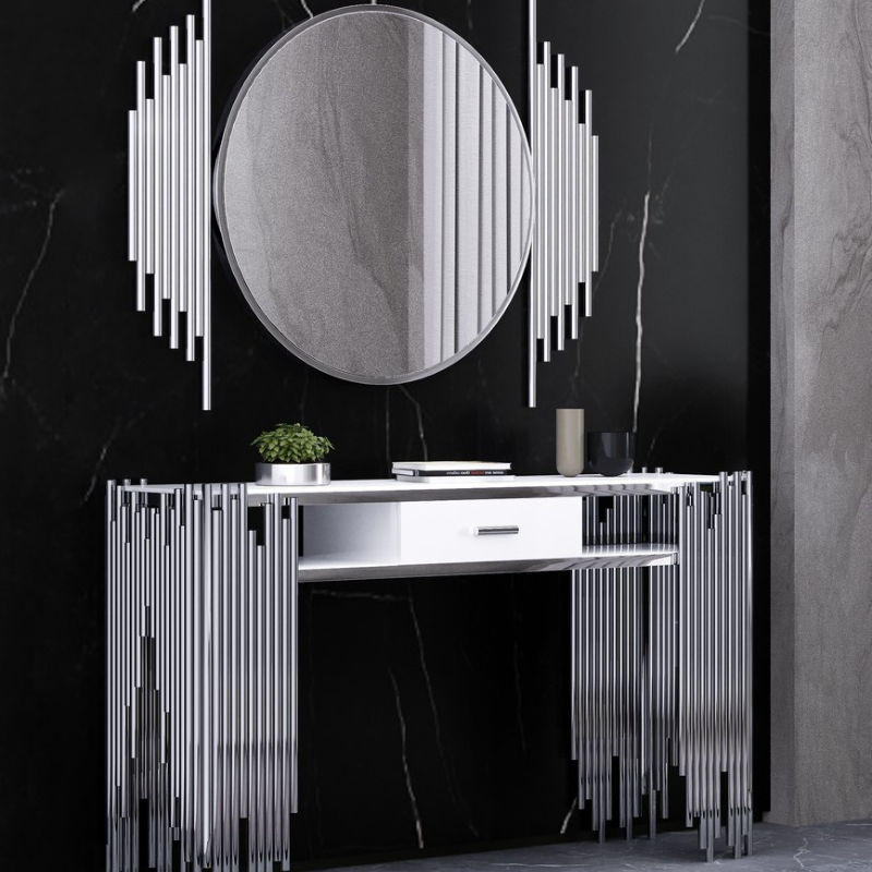 GOF Furniture – Luxury Silver Vertical Accent Wall Mirror