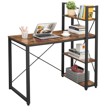 Lifespace Home Office Industrial Computer Desk with Bookshelf