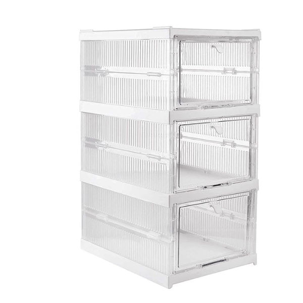 Household Simple 3-layer Installation Free Folding Dustproof Clear Shoe Box