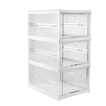 Household Simple 3-layer Installation Free Folding Dustproof Clear Shoe Box