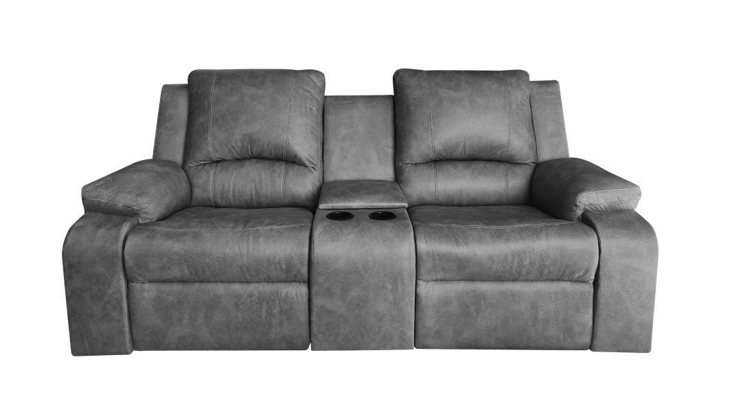 The Harrington 2 Seater Recliner with Console Armchair Couch - Grey