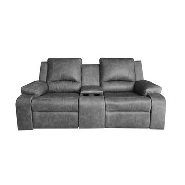 The Harrington 2 Seater Recliner with Console Armchair Couch - Grey