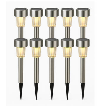 Solar Lawn Light Tubes – Warm White Stainless Steel 12pc Set