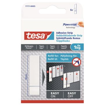 TESA Powerstrips Sensitive Surface 1kg 6 Adhesive Strips Wallpaper/Plaster