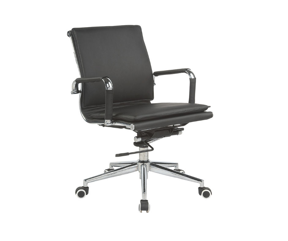 TOCC Square Pad Medium Back Office Chair-Black
