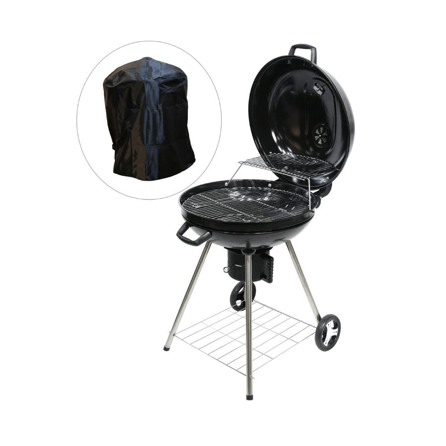 BraaiBoss 57cm Premium Charcoal Kettle Braai – Hinged Lid, Thermometer, Ash Catcher & Protective Cover