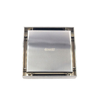 Devario Premio Shower Channel Solid Plate (Square) 100mm - Chrome
