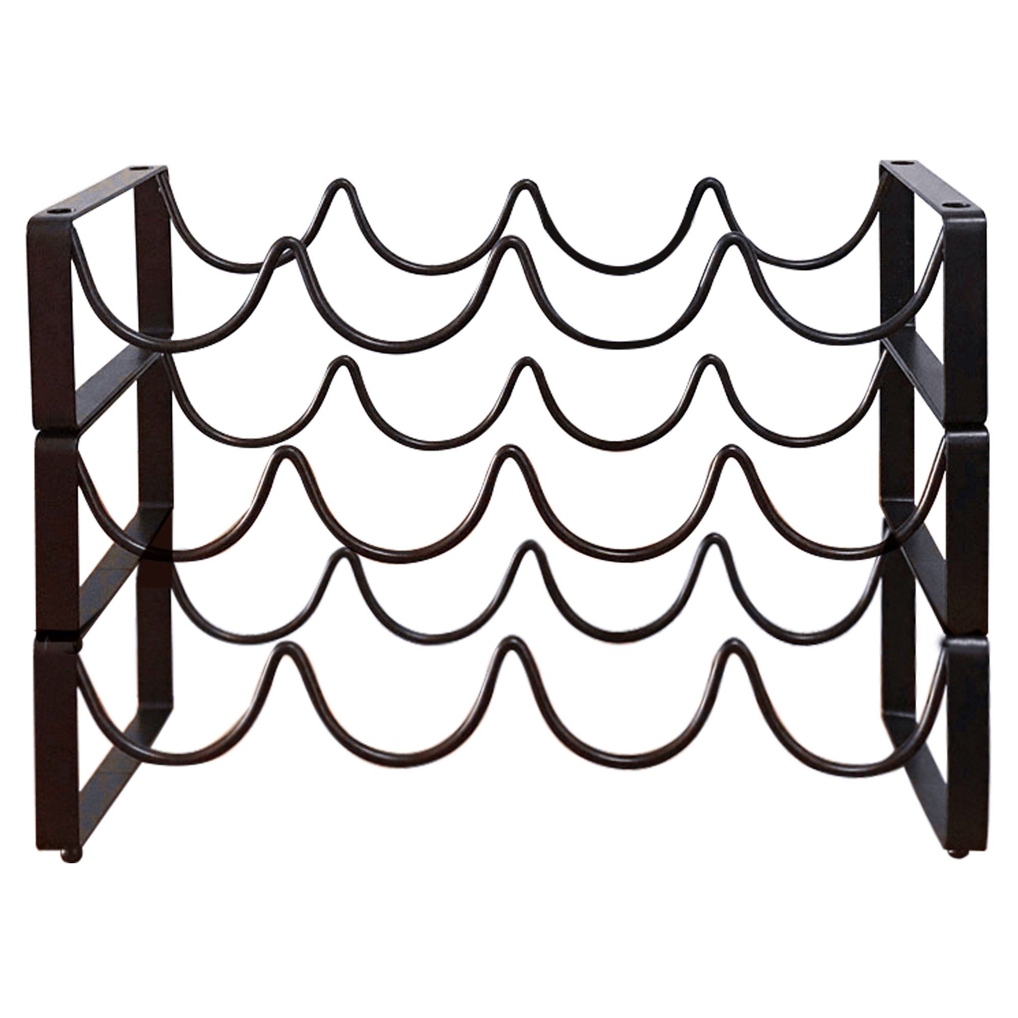 3-Tier 12 Bottles Stackable Free Standing Wine Rack